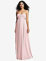 Alt View 5 Thumbnail - Ballet Pink Strapless Empire Waist Cutout Maxi Dress with Covered Button Detail