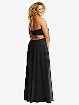 Alt View 3 Thumbnail - Black Strapless Empire Waist Cutout Maxi Dress with Covered Button Detail