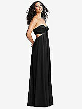 Alt View 4 Thumbnail - Black Strapless Empire Waist Cutout Maxi Dress with Covered Button Detail