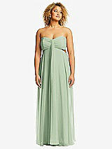 Alt View 1 Thumbnail - Celadon Strapless Empire Waist Cutout Maxi Dress with Covered Button Detail