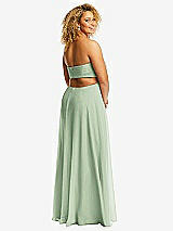 Alt View 3 Thumbnail - Celadon Strapless Empire Waist Cutout Maxi Dress with Covered Button Detail