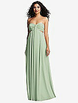 Alt View 5 Thumbnail - Celadon Strapless Empire Waist Cutout Maxi Dress with Covered Button Detail