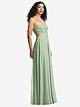 Alt View 6 Thumbnail - Celadon Strapless Empire Waist Cutout Maxi Dress with Covered Button Detail