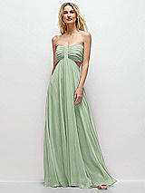 Front View Thumbnail - Celadon Strapless Empire Waist Cutout Maxi Dress with Covered Button Detail