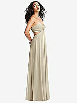 Alt View 4 Thumbnail - Champagne Strapless Empire Waist Cutout Maxi Dress with Covered Button Detail