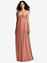 Alt View 5 Thumbnail - Desert Rose Strapless Empire Waist Cutout Maxi Dress with Covered Button Detail