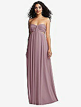 Alt View 5 Thumbnail - Dusty Rose Strapless Empire Waist Cutout Maxi Dress with Covered Button Detail