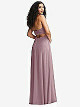 Alt View 7 Thumbnail - Dusty Rose Strapless Empire Waist Cutout Maxi Dress with Covered Button Detail