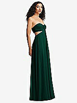 Alt View 6 Thumbnail - Hunter Green Strapless Empire Waist Cutout Maxi Dress with Covered Button Detail