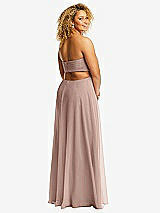 Alt View 3 Thumbnail - Neu Nude Strapless Empire Waist Cutout Maxi Dress with Covered Button Detail