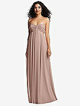 Alt View 5 Thumbnail - Neu Nude Strapless Empire Waist Cutout Maxi Dress with Covered Button Detail