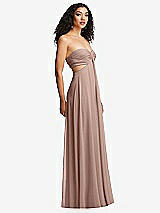 Alt View 6 Thumbnail - Neu Nude Strapless Empire Waist Cutout Maxi Dress with Covered Button Detail