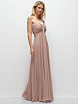 Rear View Thumbnail - Neu Nude Strapless Empire Waist Cutout Maxi Dress with Covered Button Detail