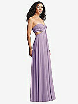 Alt View 3 Thumbnail - Pale Purple Strapless Empire Waist Cutout Maxi Dress with Covered Button Detail