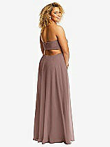 Rear View Thumbnail - Sienna Strapless Empire Waist Cutout Maxi Dress with Covered Button Detail