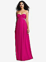 Alt View 5 Thumbnail - Think Pink Strapless Empire Waist Cutout Maxi Dress with Covered Button Detail