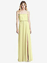 Front View Thumbnail - Butter Yellow Skinny Tie-Shoulder Ruffle-Trimmed Blouson Maxi Dress