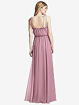 Rear View Thumbnail - Dusty Pink Skinny Tie-Shoulder Ruffle-Trimmed Blouson Maxi Dress