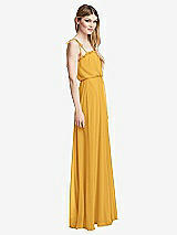 Side View Thumbnail - NYC Yellow Skinny Tie-Shoulder Ruffle-Trimmed Blouson Maxi Dress