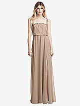 Front View Thumbnail - Topaz Skinny Tie-Shoulder Ruffle-Trimmed Blouson Maxi Dress