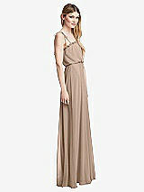 Side View Thumbnail - Topaz Skinny Tie-Shoulder Ruffle-Trimmed Blouson Maxi Dress