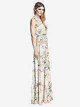 Side View Thumbnail - Blush Garden Skinny Tie-Shoulder Ruffle-Trimmed Blouson Maxi Dress