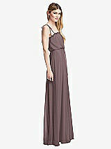 Side View Thumbnail - French Truffle Skinny Tie-Shoulder Ruffle-Trimmed Blouson Maxi Dress