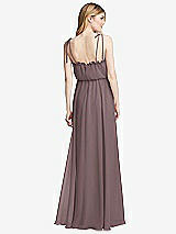 Rear View Thumbnail - French Truffle Skinny Tie-Shoulder Ruffle-Trimmed Blouson Maxi Dress