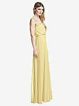 Side View Thumbnail - Pale Yellow Skinny Tie-Shoulder Ruffle-Trimmed Blouson Maxi Dress