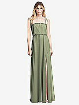 Front View Thumbnail - Sage Skinny Tie-Shoulder Ruffle-Trimmed Blouson Maxi Dress