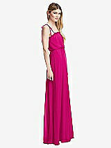 Side View Thumbnail - Think Pink Skinny Tie-Shoulder Ruffle-Trimmed Blouson Maxi Dress