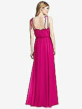 Rear View Thumbnail - Think Pink Skinny Tie-Shoulder Ruffle-Trimmed Blouson Maxi Dress