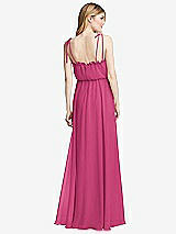 Rear View Thumbnail - Tea Rose Skinny Tie-Shoulder Ruffle-Trimmed Blouson Maxi Dress