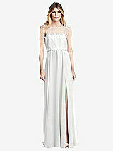 Front View Thumbnail - White Skinny Tie-Shoulder Ruffle-Trimmed Blouson Maxi Dress