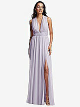 Front View Thumbnail - Moondance Shirred Deep Plunge Neck Closed Back Chiffon Maxi Dress 