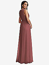 Rear View Thumbnail - English Rose Shirred Deep Plunge Neck Closed Back Chiffon Maxi Dress 