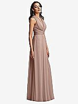 Side View Thumbnail - Neu Nude Shirred Deep Plunge Neck Closed Back Chiffon Maxi Dress 