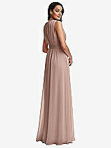 Rear View Thumbnail - Neu Nude Shirred Deep Plunge Neck Closed Back Chiffon Maxi Dress 