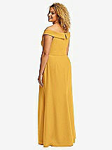 Alt View 3 Thumbnail - NYC Yellow Cuffed Off-the-Shoulder Pleated Faux Wrap Maxi Dress