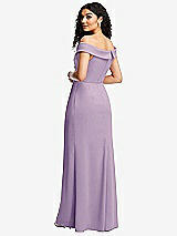 Rear View Thumbnail - Pale Purple Cuffed Off-the-Shoulder Pleated Faux Wrap Maxi Dress