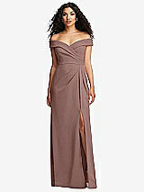 Front View Thumbnail - Sienna Cuffed Off-the-Shoulder Pleated Faux Wrap Maxi Dress