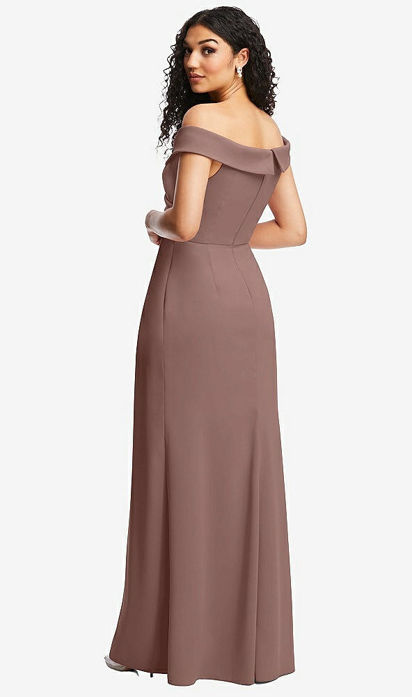 Back View - Sienna Cuffed Off-the-Shoulder Pleated Faux Wrap Maxi Dress