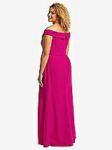 Alt View 3 Thumbnail - Think Pink Cuffed Off-the-Shoulder Pleated Faux Wrap Maxi Dress