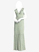 Front View Thumbnail - Vintage Primrose Sage Tiered Ruffle Plunge Neck Open-Back Maxi Dress with Deep Ruffle Skirt