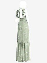 Rear View Thumbnail - Vintage Primrose Sage Tiered Ruffle Plunge Neck Open-Back Maxi Dress with Deep Ruffle Skirt