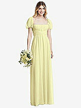 Alt View 1 Thumbnail - Butter Yellow Regency Empire Waist Puff Sleeve Chiffon Maxi Dress