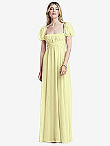 Front View Thumbnail - Butter Yellow Regency Empire Waist Puff Sleeve Chiffon Maxi Dress