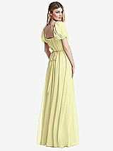 Rear View Thumbnail - Butter Yellow Regency Empire Waist Puff Sleeve Chiffon Maxi Dress