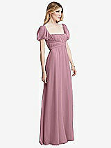 Side View Thumbnail - Dusty Pink Regency Empire Waist Puff Sleeve Chiffon Maxi Dress