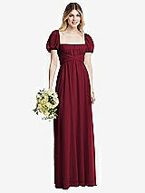 Alt View 1 Thumbnail - Burgundy Regency Empire Waist Puff Sleeve Chiffon Maxi Dress